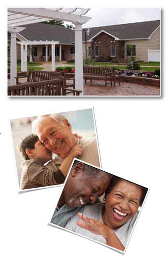 Photo collage of seniors laughing with family and children